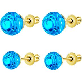 2 Pairs Austrian Crystal Earrings Set for Women, Round Crystal Stud Earrings Pack,Multicolor Crystal Stud Earrings Gift Jewelry for Women