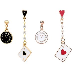 WCRAZYE 2 Pairs Poker Earrings for Women Creative Gold Plated Playing Cards Poker Spade Aces Red Hearts A Player Stud Earrings Birthday Gambling Casino Jewelry Gifts