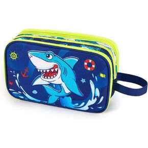 Dinosaur Toiletry Bag - Travel Toiletry Bag for Boys Kids Christmas Birthday Gift Toiletries Makeup Cosmetic Pouch Camping Traveling Toiletry Case Water-resistant Wash Bag Dopp Kit with Mesh Pocket in Kuwait