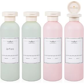 6.7oz Plastic Leak Proof Travel Bottle with Flip Cap, Plastic Shampoo and Conditioner Bottle Set, Plastic Refillable Containers for Lotion, Cream Shampoo (4Pcs)