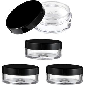 10ml/0.34oz Refillable Loose Powder Containers 4Pcs Reusable Plastic Loose Powder Compact Empty Travel Powder Container No Leak Loose Powder Compact with Elasticated Net Sifter