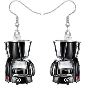 BONSNY Acrylic Dangling Novelty Fun Black Coffee Machine Earrings Hypoallergenic Designer Jewelry Gifts For Women