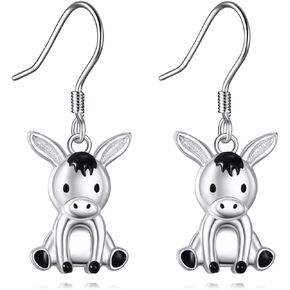 Donkey Earrings Sterling Silver Donkey Dangle Drop Earrings Cute Donkey Jewelry Gifts for Women