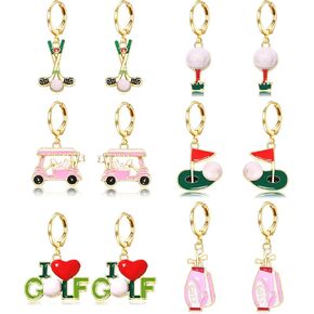 6/9 Pairs Golf Earrings for Women Golf Ball Bag Cart Dangle Earrings Enamel Golf Tee Club Stud Earrings Putting Green Earrings Sport Game Day Earrings Golf Jewelry Accessories Outfits Gifts