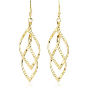 Gold Earrings for Women Infinity Dangle Earrings Long Swirl Drop Earrings Gold Statement Earrings Trendy Fashion Jewelry for Brides