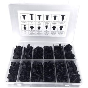 Lantee 240 Pcs 6mm 8mm 9mm 10mm Black Nylon Push Type Retainer Clips and Fasteners Assortment Kits