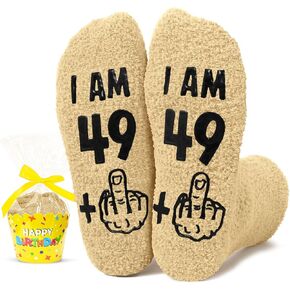 HAPPYPOP Birthday Gifts Ideas - Fuzzy Socks for 45 50 Year Olds, Best Gifts for 45 50 Year Old Women Man