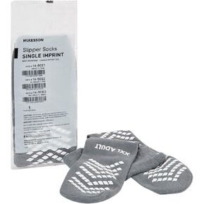 McKesson Skid-Resistant Slipper Socks Above-Ankle XXL Gray, 1 Pair