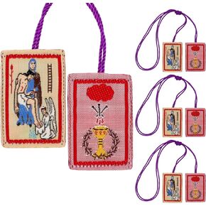 Small Purple Scapular Marie Julie Jahenny of Benediction and Protection Pack of 3 First Holy Communion and Confirmation Gifts Scapulars Catholic Necklace Escapulario Morado