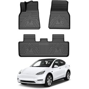 Mixsuper Custom Fit Floor Mats for Tesla Model Y 2020-2025 All Weather Floor Liners Front and Rear Row Set Black