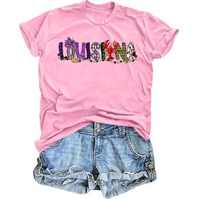 Mardi Gras Shirts for Women: Louisiana Mardi Gras Tshirt Tuesday Carnival Party Short Sleeve Tops