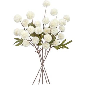 Pompom Mum Artificial Flower, 20.5 inch Tall Blue Faux Kiku Flower,Silk Mini Ball Chrysanth with Stems, Fake Flowers Bouquet for Centerpieces Home Office Wedding Table Decor.