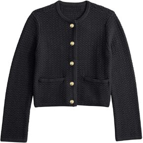 Women's Casual Cardigan Sweaters Open Front Long Sleeve Button Down Crew Neck Knit Jackets with Pockets