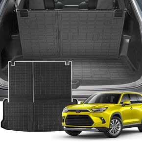 KUST Trunk Cargo Liner for 2024-2025 Toyota Grand Highlander with JBL/Subwoofer (7 Seats), Cargo Mat with Back Seat Protector TPE Rubber Trunk Mat Backrest Mat 2-in-1