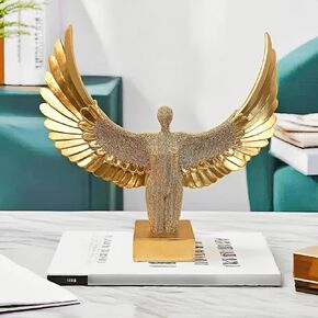13 inch Spread Wings Angel Sculpture Bead Design Angel Statue Abstract Figurine for Gifts Home Decoration-Dresser Decor