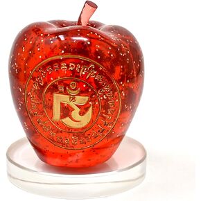 Feng Shui Magical Cosmic RED Apple Amulet to Prevent Gossip Ornaments, Base 9x9x1.4CM Apple 8.2x8.2x9.9cm