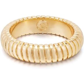 Ettika Gold Ring For Women. Statement Ring. Essential Twisted Flex 18K Gold Plated Ring. Jewelry, Birthday Gifts For Women. Ring Size 7