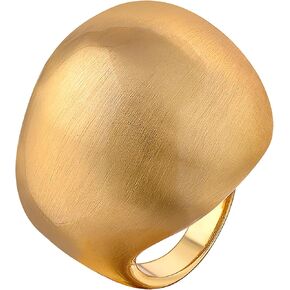 Gold Statement Rings, Chunky Wide Square Band Rings Dome Gold Plated Cocktail Jewelry Gifts for Women