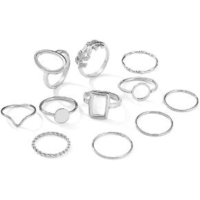 YOOESTORES82 11 PC Gold Knuckle Joint Statement Ring Set, Minimalist Geometric Leaf Stacking Rings, Stackable Rings Sets Jewelry Gifts for Women