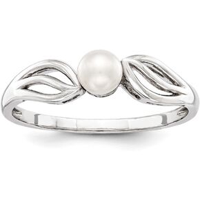 Jewels By Lux Sterling Silver Rhodium-plated FW Cultured Pearl Ring