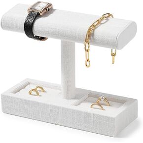 Oirlv Microfiber Watch Display Stand T-bar Watch Stand for Men and Women Jewelry Accessory Organizer for Store and Home (Light Grey,Microfiber)