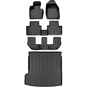 SMARTLINER Floor Mats 3 Rows and Cargo Liner Behind 2nd Row Set Black Compatible with 2016-2025 Volvo XC90 (Only Fits Plug-in Hybrid Models)