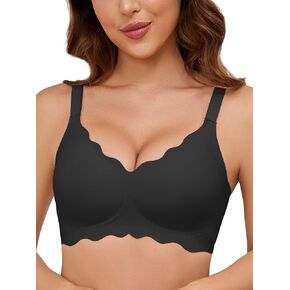 Womens Wireless Push Up Bras Smoothing Seamless Lightly Padded Bras Wave Edge Wirefree Bralettes Full Coverage