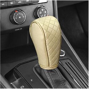 Leather Gear Shift Cover Diamond Embroidery Design,Durable Shift Knob Cover for Shift Lever Protection,Universal Car Gear Shift Cover Car Decorative Accessory Suitable for Cars,Trucks,SUVs (Black/Red)