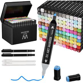Alcohol Markers, 48+4 Colors Markers for Kids Adult Coloring, Dual Tip Art Markers Drawing Markers Set With Carry Case (48+4)