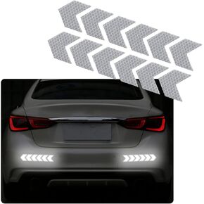 Reflective Rear Bumper Trunk Decals Arrow Guidance Safety Warning Sticker for Car Motorcycle Bicycle Helmet Anti Scratch Night Visibility Anti-Scratch Red (12Pcs)