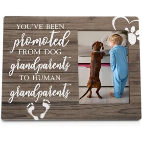 Grandparents Picture Frames, Dog Grandparents Grandma Gifts 8x10 Photo Frame, Pregnancy Announcement for Grandparents, Dog Human Grandparents Gifts Picture Frame for Room Tabletop Wall