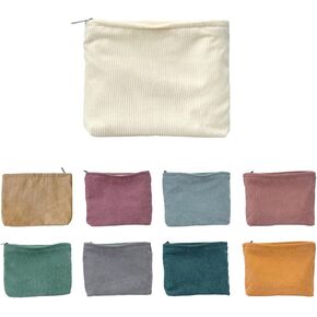 9 Pieces 10 x 7 Inches Corduroy Makeup Bag Corduroy Cosmetic Bag Travel Toiletry Bag Zipper Storage Makeup Pouch Travel Aesthetic Pouch Corduroy Pouch Velvet Makeup Bag for Women,9 Colors