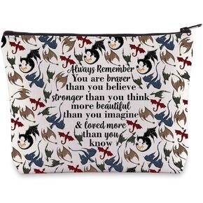 WZMPA Fourth Wing Dragon Cosmetic Bag Dragon Rider Fans Gift You Are Braver Stronger Smarter Than You Think Dragon Makeup Zipper Pouch Bag Fantasy Bookish Merch (Always-Fourth Wing)