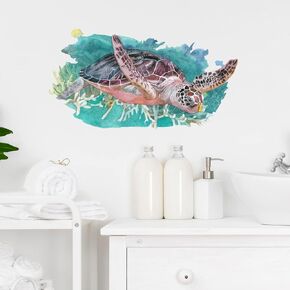 Sea Turtle Wall Decal Nursery Sea Animal Wall Sticker for Bathroom Removable Peel and Stick Waterproof Wall Art Decor Stickers for Kids Baby Classroom Living Room Playing Room Bedroom
