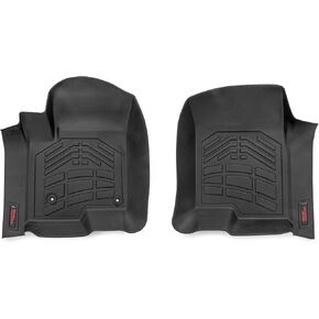 Rough Country Sure-Fit Front Floor Mats for Chevy Silverado & GMC Sierra 1500/2500HD/3500HD (2019-2025) Crew Cab with Bucket Seats, Front Set