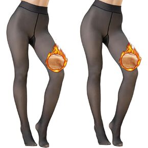 Fleece Lined Tights Women Warm Pantyhose Fake Translucent Thick Thermal Skin Sheer Leggings for Winter