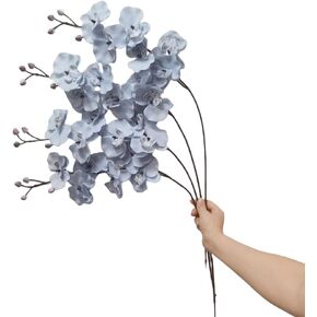 Artificial Orchid Stems Set of 4 ,30" Dancing Orchid,UV Resistant No Fade False Phalaenopsis,Silk Plants Picks Orchid for Christmas Flower Arrangements Wreaths,Wedding Table Centerpiece (White)