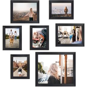 Giftgarden Black Picture Frames 16 Pack for Two Sizes Photos, 8pcs 5x7 and 8pcs 4x6, Multi Gallery Wall Frame Collage or Tabletop Display