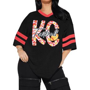 قميص كرة قدم كبير الحجم للسيدات، قمصان ذات رقبة على شكل حرف V، تي شيرت لفريق كرة القدم، جيرسي بأكمام راجلان، تي شيرت in Kuwait