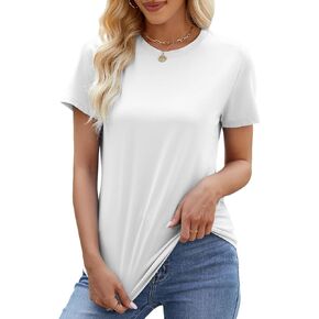 Basic T Shirts for Women Casual UPF 50+ Short Sleeve Summer Tops 2025 Classic Loose Fit Plain Tee Shirt