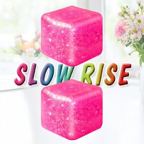 3Pack Glitter Squishy Cube - Slow Rise Nice Square Fidget Ice Cubes, Malt Sugar Stress Cubes for Adults, High Density Gel Stress Balls for Anxiety Relief, Funny Gifts for Holiday/Birthday/Classroom