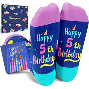 HAPPYPOP 5th Birthday Gifts Ideas for Girls - Socks for Toddlers 5t, Presents for 5 Year Olds, Five Year Old Gifts for Girls Boys, Birthday Gift Box with Greeting Card