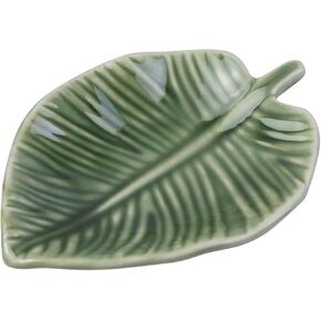 1PCS Jewelry Tray Ceramic Leaf Trinket Dish, Jewelry Bowl for Necklaces, Rings, Keys, Green
