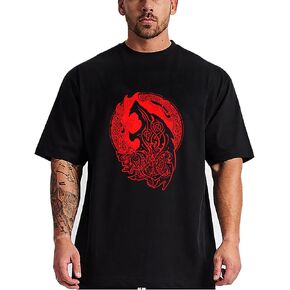 Graphic T Shirts for Big and Tall Men Cotton Plus Size T-Shirt Short Sleeve Tees Black 1X-6X