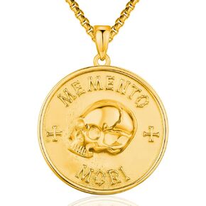 Eusense Memento Mori Necklace for Men Women Gold 925 Sterling Silver Memento Mori Pendant Memento Mori Jewelry Gifts for Him Her