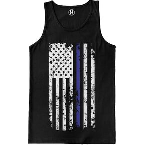 Haase Unlimited Blue Line American Flag - Support Cops Police Men's Tank Top