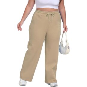 A-Wintage Women's Plus Size Wide Leg Sweatpants Elastic Waist Baggy Drawstring Lounge Pants with Pockets