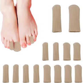 12 Pcs Toe Protectors Fabric Sleeve Toe Caps Closed Toe Surface, Soft Prevent Corn Callus Relief Pain for Men and Women (Size Large + Size Medium)