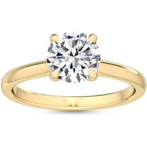 1-5 Carat (ctw) Yellow Gold Princess Cut LAB GROWN Diamond Solitaire Engagement Ring [ Color E-F, Clarity VS2-SI1 ]