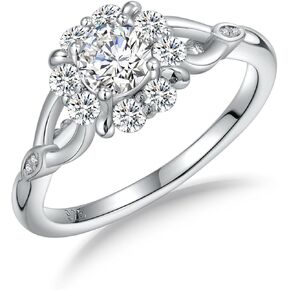 DAYBYDAY Moissanite Rings for Women 925 Sterling Silver Moissanite Engagement Ring Heart/Pear/Cushion/Oval Shaped Created Diamond Ring for Women…